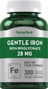Piping Rock Iron Bisglycinate 28 mg | 300 Capsules | Gentle Iron Supplement | Non-GMO & Gluten Free