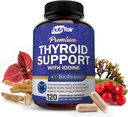 NutriFlair Thyroid Support Complex, 120 Capsules - with Iodine, Black Pepper, Ashwagandha, Vitamin B12 - Thyroid Supplement for Women and Men