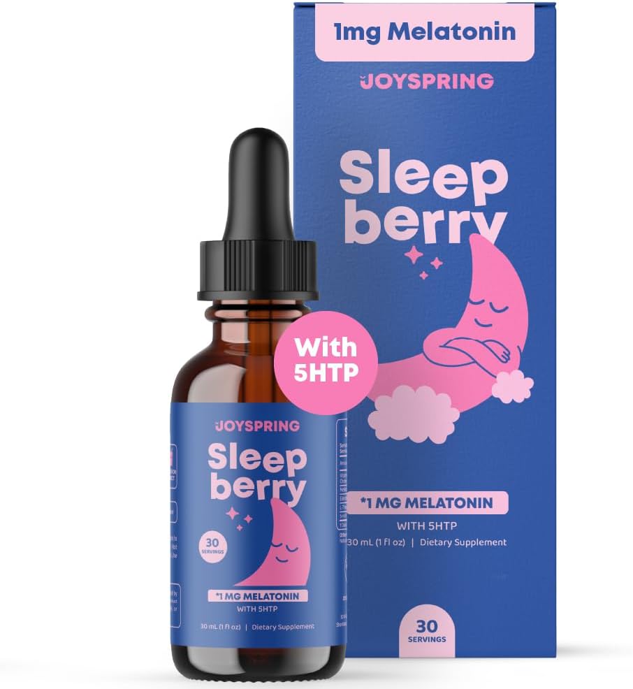 JoySpring Melatonin 1MG for Kids | 5HTP & L-Theanine – Sugar-Free Liquid Melatonin for Kids & Teens – Child-Friendly Sleep Supplement (1 fl oz)