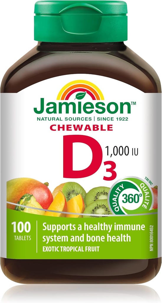 Jamieson Laboratories 1,000 LU Natural Tropical Flavor Chewable Vitamin, 100 Count