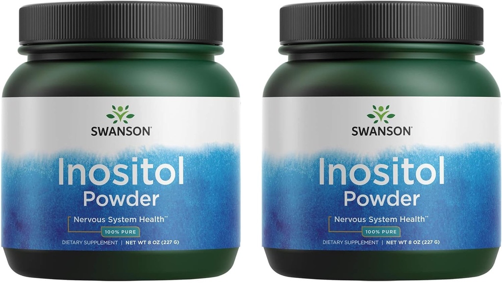 Swanson 100% Pure Inositol Powder - Natural Supplement Promoting Focus & Relaxation - Nerve & Cellular Support - (8oz) 2 Pack
