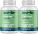 BESTVITE Vitamin B-2 (Riboflavin) 400mg (240 Vegetarian Capsules) (120 x 2) - No Stearates - Vegan - Non GMO - Gluten Free