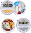 Portable Pill Organizer Dispenser with Timer Cap for Medication, Supplements and Vitamins. Perfect for Travel or Home Use.