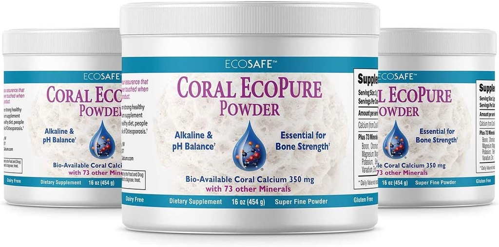 Coral Ecopure Powder, Coral Calcium Powder Supplement with Coral Minerals - 16 Ounces
