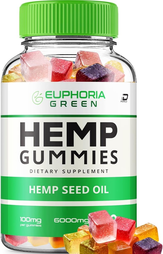 Euphoria Green Hemp Gummies - with Hemp Seed Extract EuphoriaGreen Hemp Gummies Tinnitus Herbal Supplement, Health and Wellness Support, All Natural Euphoria Green Hemp Gummy (1 Pack - 60 Gummies)