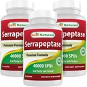 Best Naturals Serrapeptase 40000 SPUs 90 Vcaps (90 Count (Pack of 3))