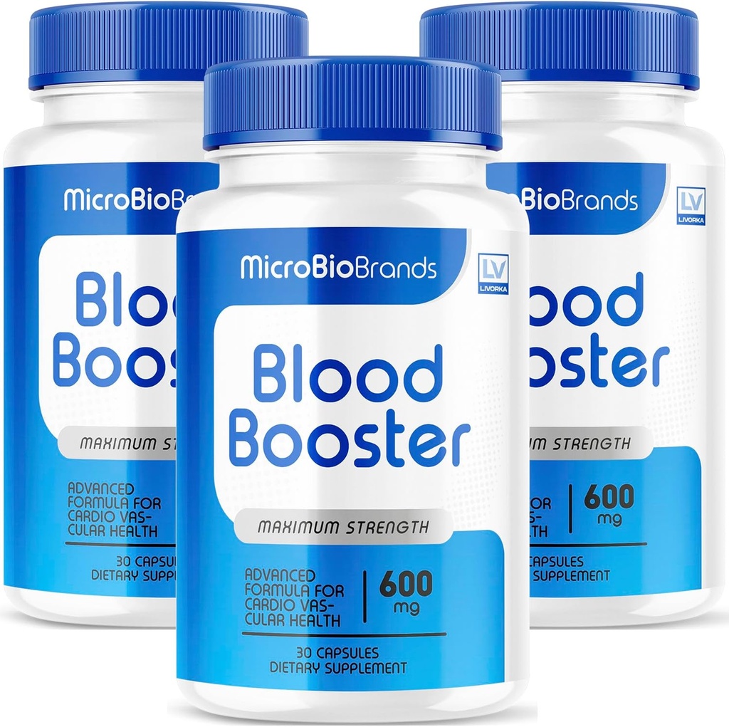 (3 Pack) Microbio Blood Booster, Microbio Blood Booster Pills, Micro Bio Brand Blood Booster, Micro Bio Blood Booster Advanced Formula, Microbio Brands BloodBooster, 90 Capsules for 3 Months