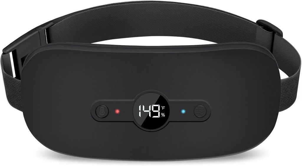 NOWWISH Heating Pad for Period Cramps Pain Relief, Portable Electric Cordless Menstrual Heating Pad Rechargeable with 6 Heat Levels and 6 Massage Modes, Christmas Gifts for Women Teen Girls, Black