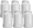 Company (6 Pack) White Pill Bottle with Lid, Storage, Plastic Pill Container, 120cc Capacity