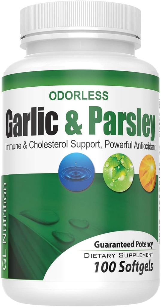 All-Natural Odorless Garlic and Parsley Detox Supplement Softgels, 100 Softgels