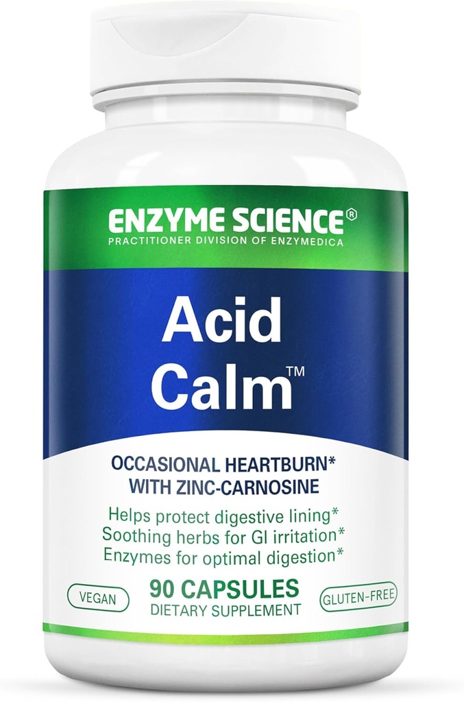 Enzyme Science Acid Calm, 90 Capsules – for Occasional Heartburn and Indigestion – Digestion Enzyme Supplement – Digestive Aid – Vegetarian Capsules
