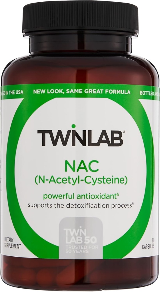 Twinlab N-Acetyl-Cysteine (Nac) - Antioxidant Supplements for Men and Women - 600 mg, 60 Capsules