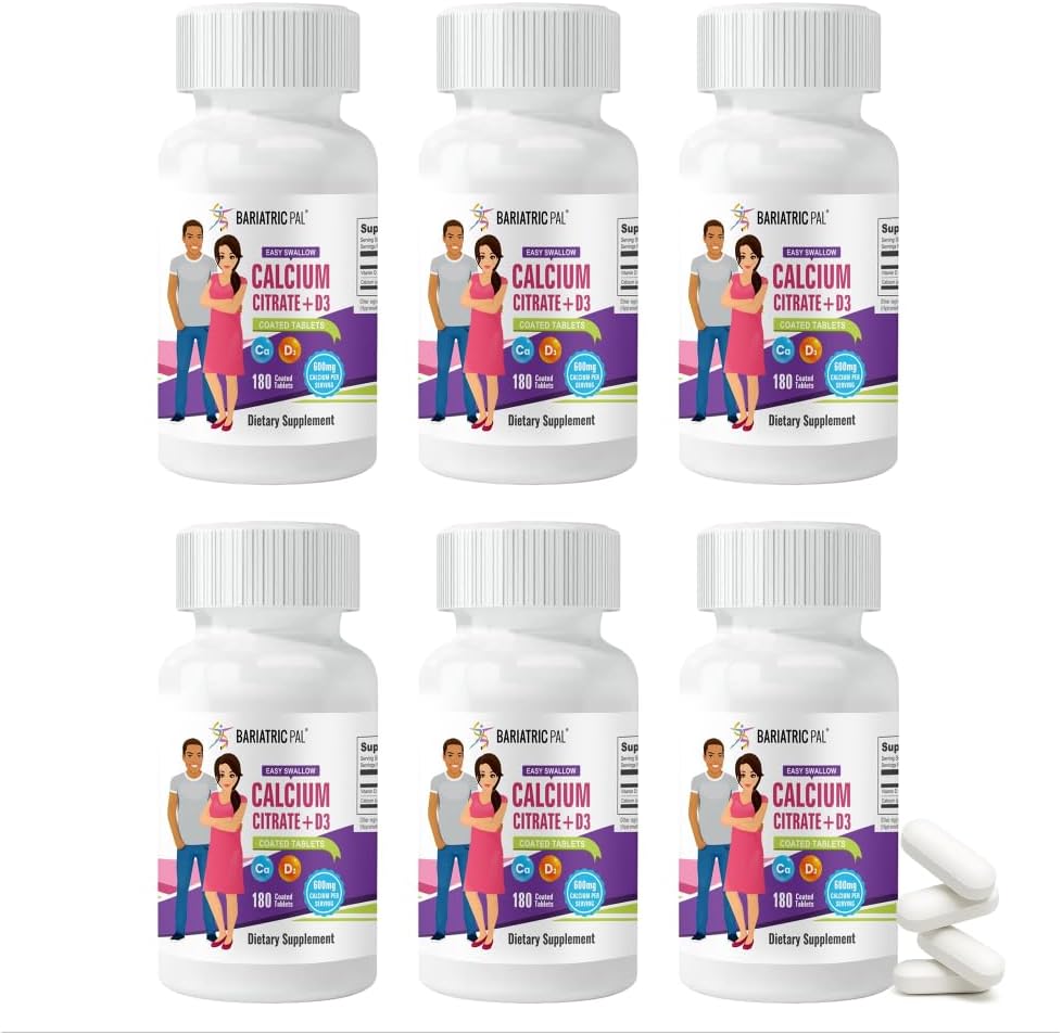BariatricPal Easy Swallow Calcium Citrate (600mg) and D3 Coated Tablets (180-Day Supply)