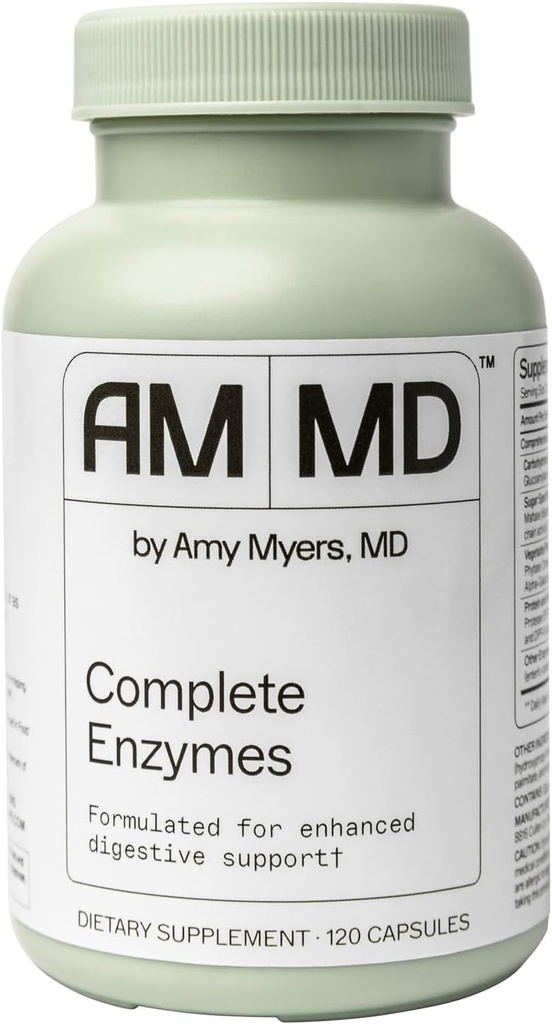 Amy Myers MD Complete Enzymes - Gut Care & Digestive Health Support Supplement - Daily Healthy Microbiome Support Nutritional Supplement - 120 Capsules