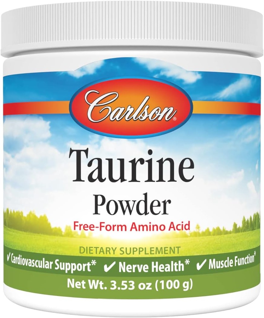 Carlson - Taurine Powder, Free-Form Amino Acid, Support, Nerve Health & Muscle Function, 100 Grams