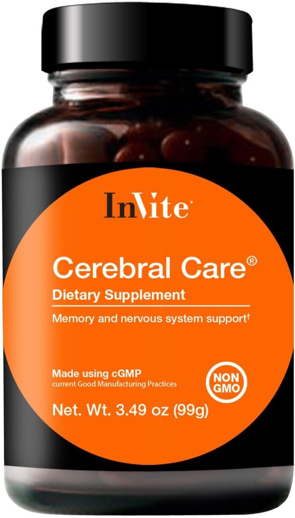 InVite Health Cerebral Care™ - Supports Brain Health Including Memory, Focus, Attention and Mood - Contains Inositol, Acetyl-L-Carnitine, Choline, Phosphatidylserine,Astaxanthin - 30 Servings (2-Pack)