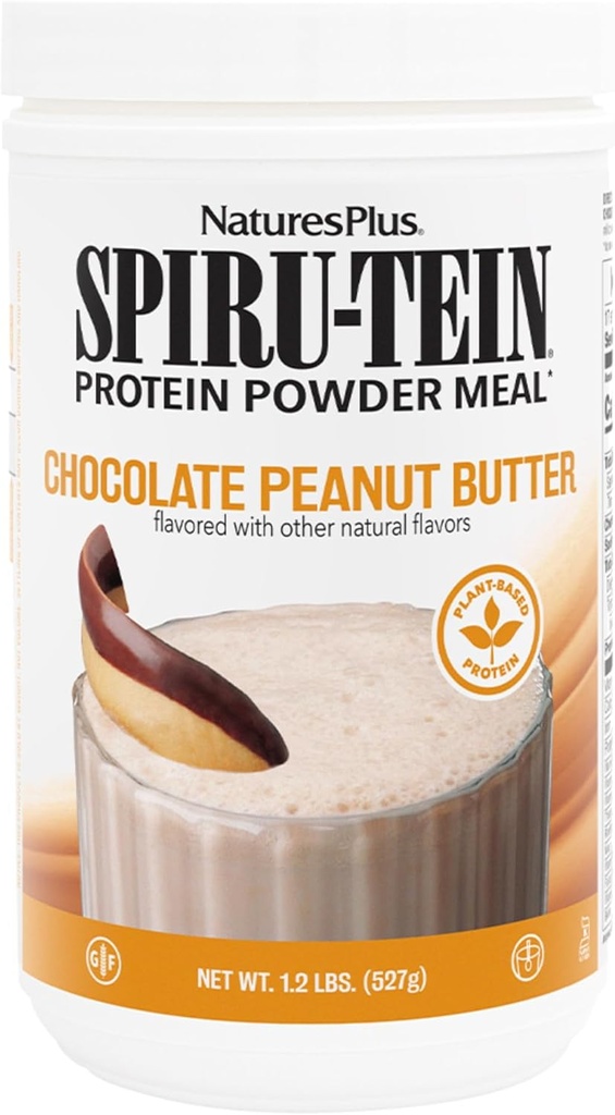 Natures Plus SPIRU-TEIN - Chocolate Peanut Butter - 1.2 lbs, Spirulina Protein Powder - 17 Servings