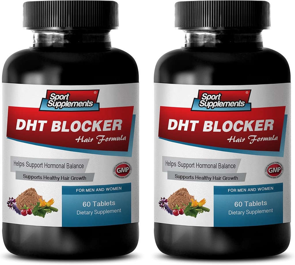 Hair Growth Support Vitamins - DHT Blocker Hair Formula - Support Healthy Hair Growth - he shou wu Extract, dht Blocker for Men, dht Blocker Advanced trichology, dht Blocker with biotin 2Bot 120Tabs