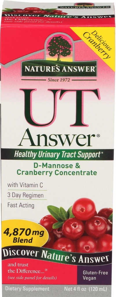 Natures Answer UT Answer D Mannose Cranberry, 90 Capsule Count 2 pack | Promotes Urinary Tract Support | Healthy Bladder Function | Natural Detoxifier