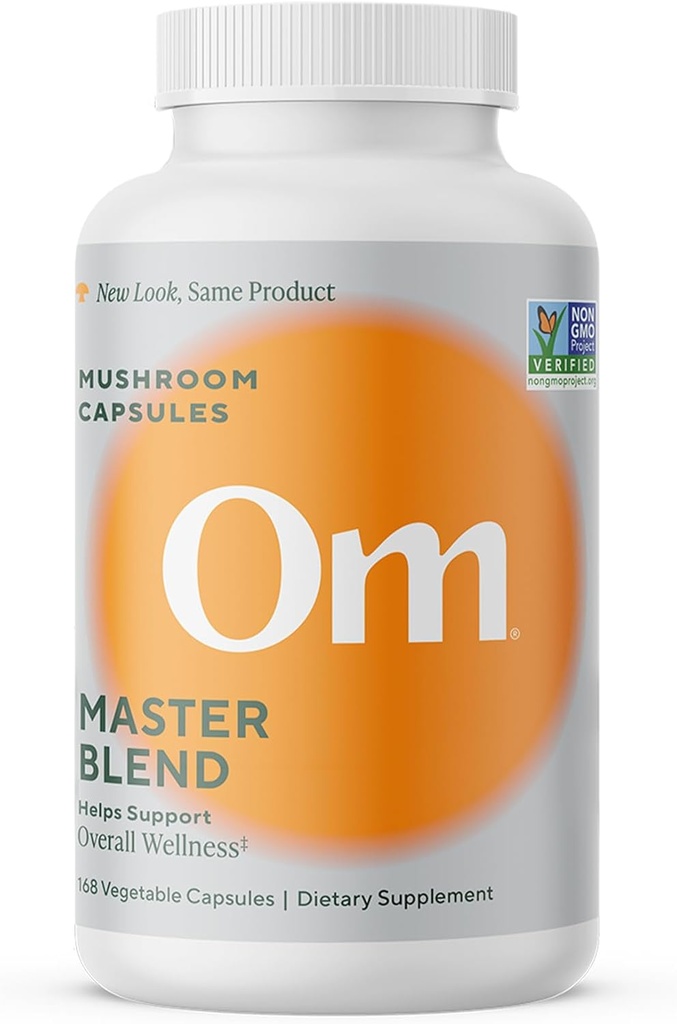 OM Master Blend Mushroom Capsules - Organic Mushroom Supplement with 10 Mushrooms and Ashwagandha – Support Immunity, Gut Health & Stress Relief, 168 Count (56 Servings)​