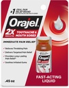 Orajel 2X Medicated Toothache & Mouth Sores Liquid, 0.45 fl oz