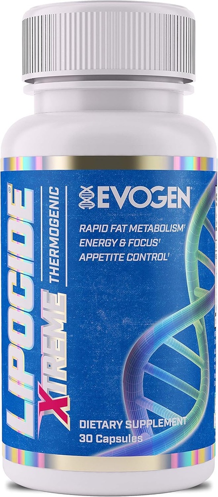 Evogen Nutrition Lipocide Xtreme | Maximum Strength Single Capsule Extreme Fat Burner, Dynamine, Capsimax, Bioperine | 30 Capsules