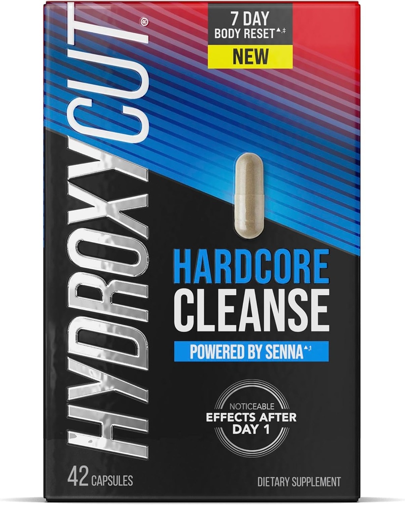 Hydroxycut Hardcore Cleanse - 42 Capsules - 7-Day Body Reset for Men & Women - Includes Senna Leaf Extract & Apple Cider Vinegar - 14 Servings