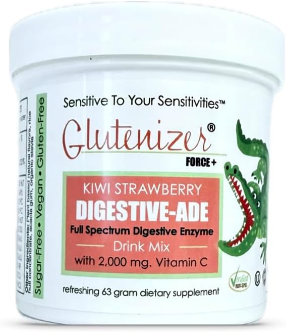 Sufficient C - Glutenizer Force Plus Kiwi-Strawberry Digestive-Ade Drink Mix - Naturally Effective, Premium, Full Spectrum Enzyme Blend with 2,000 mg. Vitamin C - Acid Reflux, Indigestion Solution
