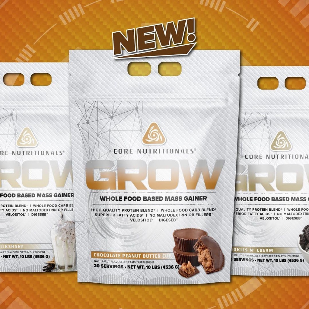 Core Nutritionals Grow Mass Gainer | Whole Food Carb Blend + Protein Blend | Maltodextrin Free | 880 Calories, 50g Protein | 10 Pound (Vanilla Milkshake)