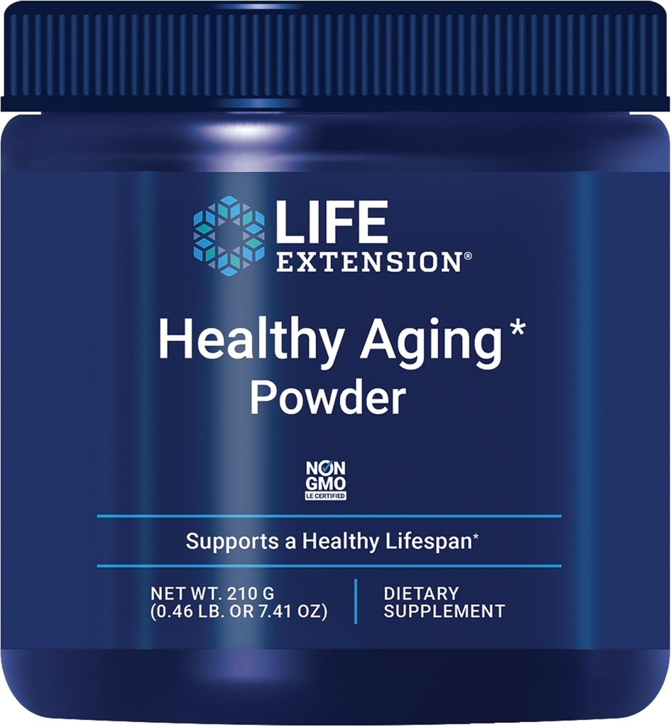 Life Extension Healthy Aging Powder, Healthy Aging Supplement, Heart Health, Brain Health, Exercise Performance, Taurine, Lithium, spermidine, Powder Blend, Non-GMO, Vegetarian, 30 Servings
