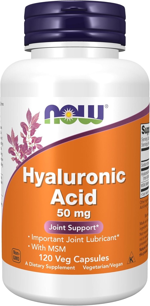 NOW Foods Supplements, Hyaluronic Acid 50 mg with MSM, Joint Support*, 120 Veg Capsules