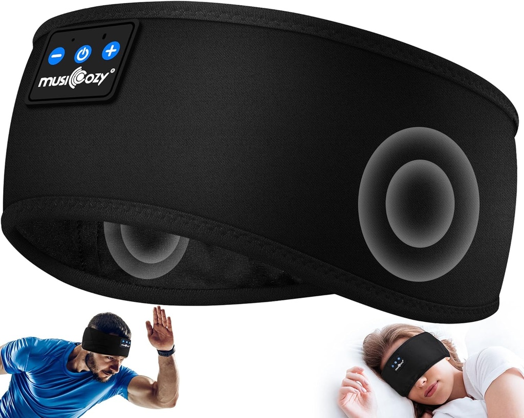 MUSICOZY Sleep Headphones Bluetooth 5.4 Headband, Sports Wireless Earphones Sweat Resistant Earbuds Sleeping Headphone with Ultra-Thin HD Stereo Speaker for Workout Running Cool Gadgets Unique Gifts