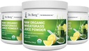 Dr. Berg's Raw Wheatgrass Juice Powder (60 Servings) - USDA Certified Organic Wheatgrass Powder w/ Chlorophyll, Trace Minerals & Natural Enzymes - Ultra-Concentrated - Lemon Flavor w/ Stevia 3 Pack