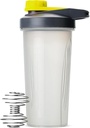 Mr. Pen- Shaker Bottles for Protein Mixes with Twist Cap, 28 oz, Gray/Yellow, Protein Shaker Bottle with Wire Whisk Ball