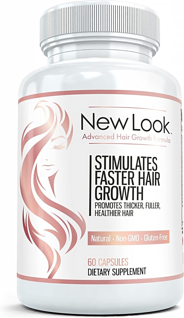 New Look Hair Growth Support Vitamins for Women and Men | Clinical Strength Supplement for Hair Loss | Supports Thicker, Fuller Hair with Biotin - 60 Capsules