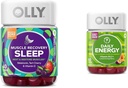 OLLY Muscle Recovery Sleep Gummies, Sleep and Sore Muscle Support, 3mg Melatonin, Tart Cherry & Daily Energy Gummy, Caffeine Free, Vitamin B12, CoQ10, Goji Berry, Adult Chewable Supplement
