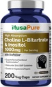 NusaPure Choline & Inositol 1000mg - 200 Veggie Caps (100% Vegetarian, Non-GMO) Bioperine