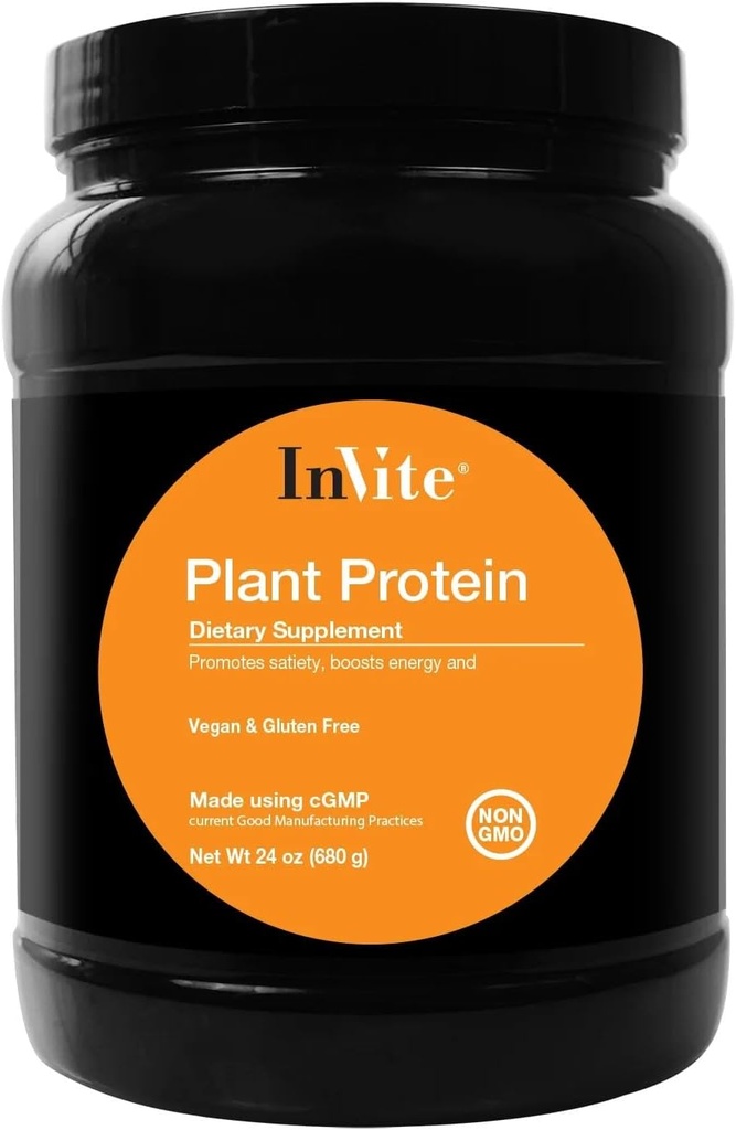 Invite Health Plant Protein Vanilla - Promotes Satiety - Boosts Energy - Supports Lean Muscle Mass - 24Grams (Approx. 1 Scoop) - 20 Servings