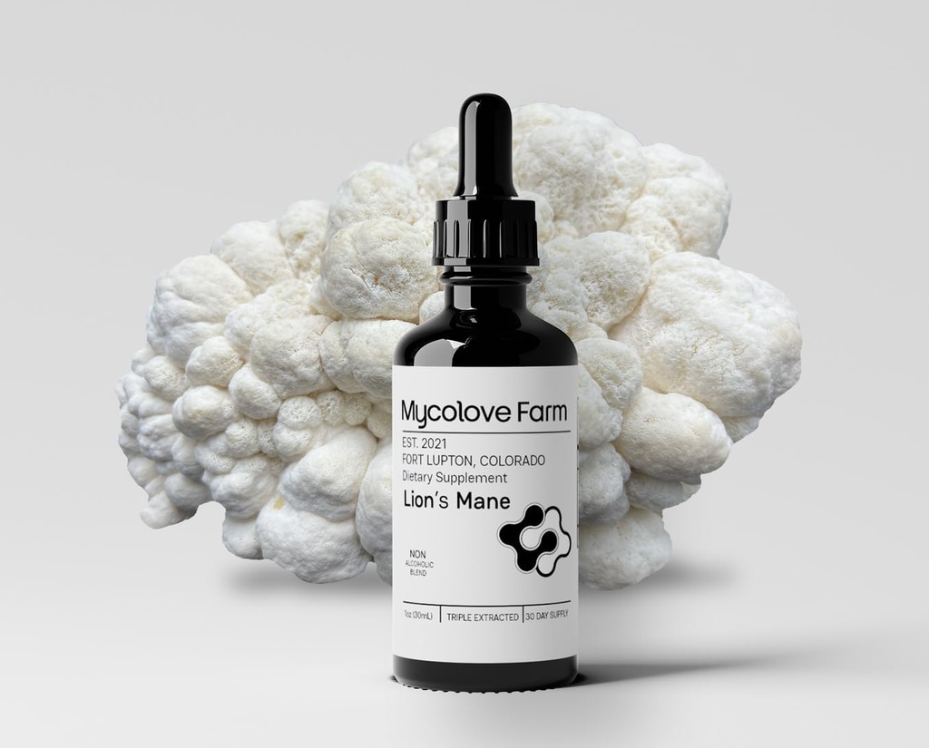 Mycolove Farm Organic Lion's Mane & Gotu Kola Tincture - Boost Mental Clarity - Fruiting Body Extract