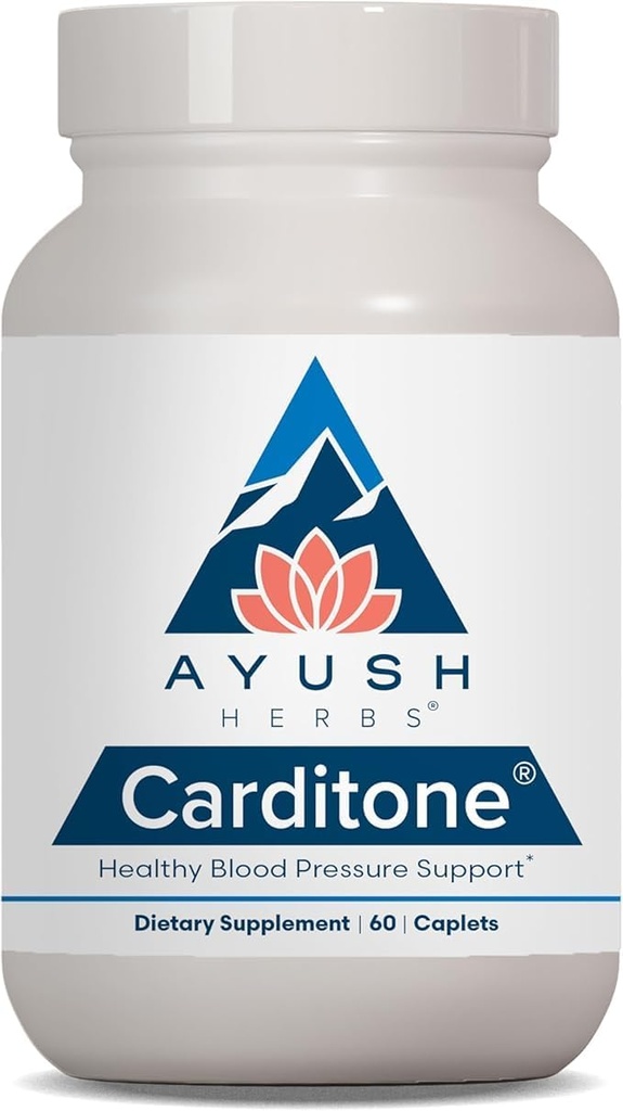 Ayush Herbs Carditone - Natural Heart Health Supplement for Women & Men, Holistic Heart Support with Rauwolfia, Arjuna, Calcium, and Magnesium - 60 Vegetarian Caplets (1 Count)