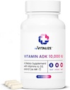 ADK Vitamin Supplement 10,000 IU - 90 Servings, High Potency Vitamin A, D3 & K2 (MK-7) for Bone Strength | Supports Heart Health and Immune Function - Convenient Capsule Form