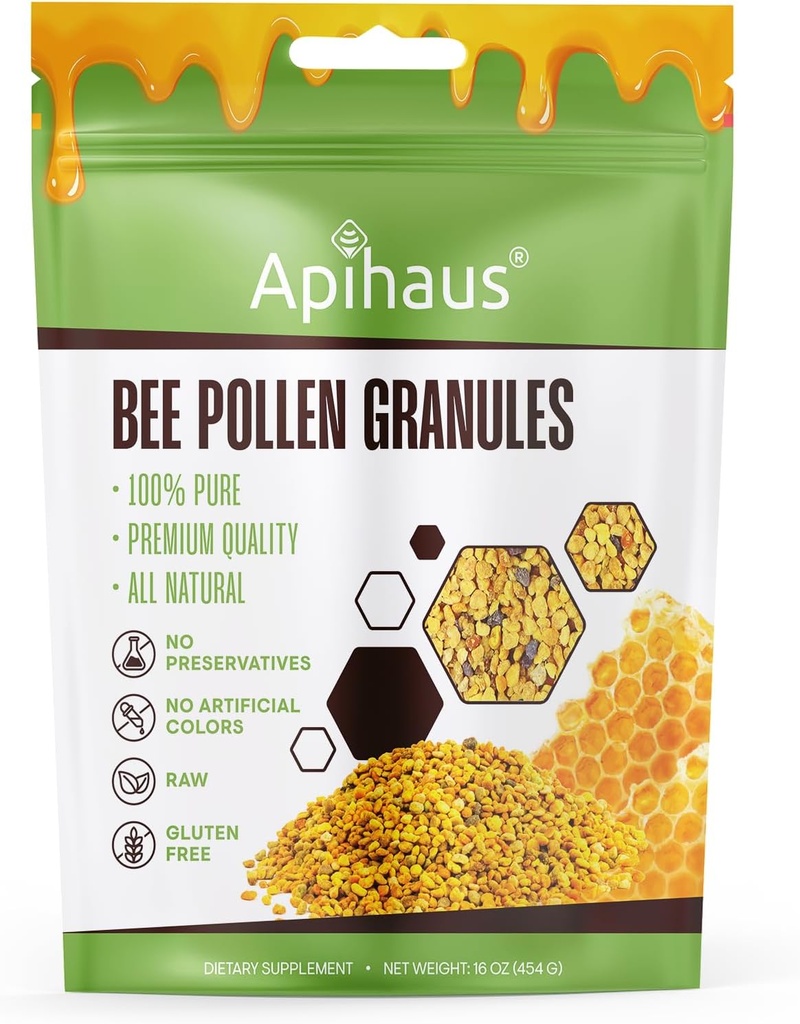 Bee Pollen Granules 1 lb. - 100% Pure - Fresh Raw Bee Pollen - Superfood Packed - Premium Quality Bee Pollen, Gluten Free