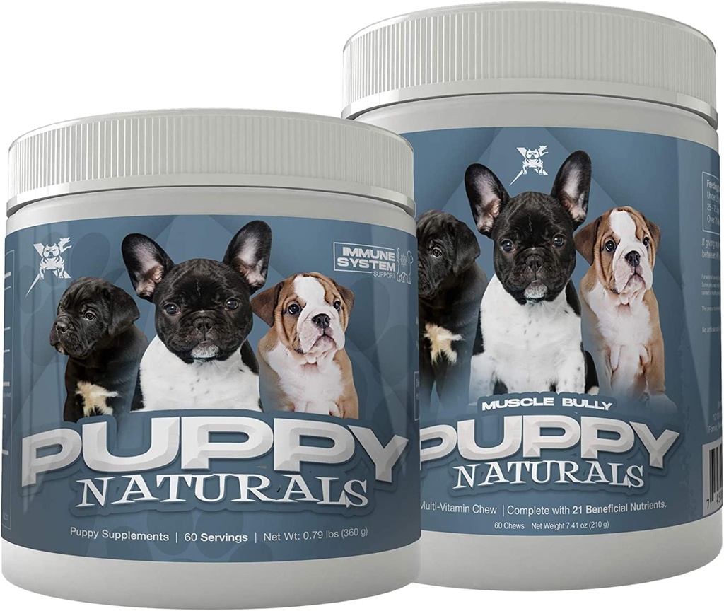 Puppy Naturals | Muscle Building Immunity Milk Replacer + 10 in 1 Puppy MultiVitamin Nutrient Chew | Veterinarian Formulated. Nutritional Support for Growing Puppies (60 Servings).