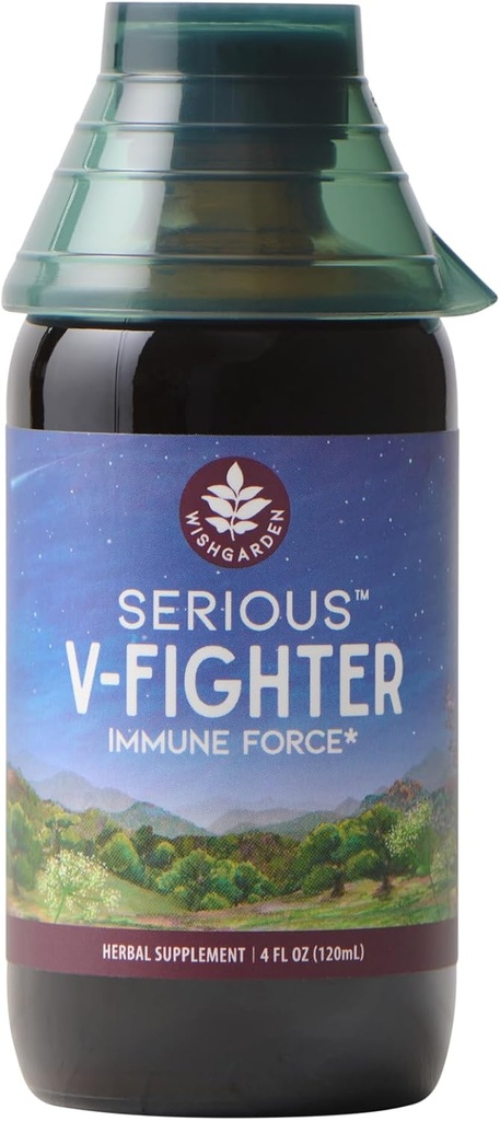 WishGarden Herbs Serious V-Fighter - Plant-Based Herbal Rapid Immune Support & Respiratory Health with OSHA & Goldenseal, Soothes Aches & Irritated Lungs, Supports Optimum Body Temperature, 4oz