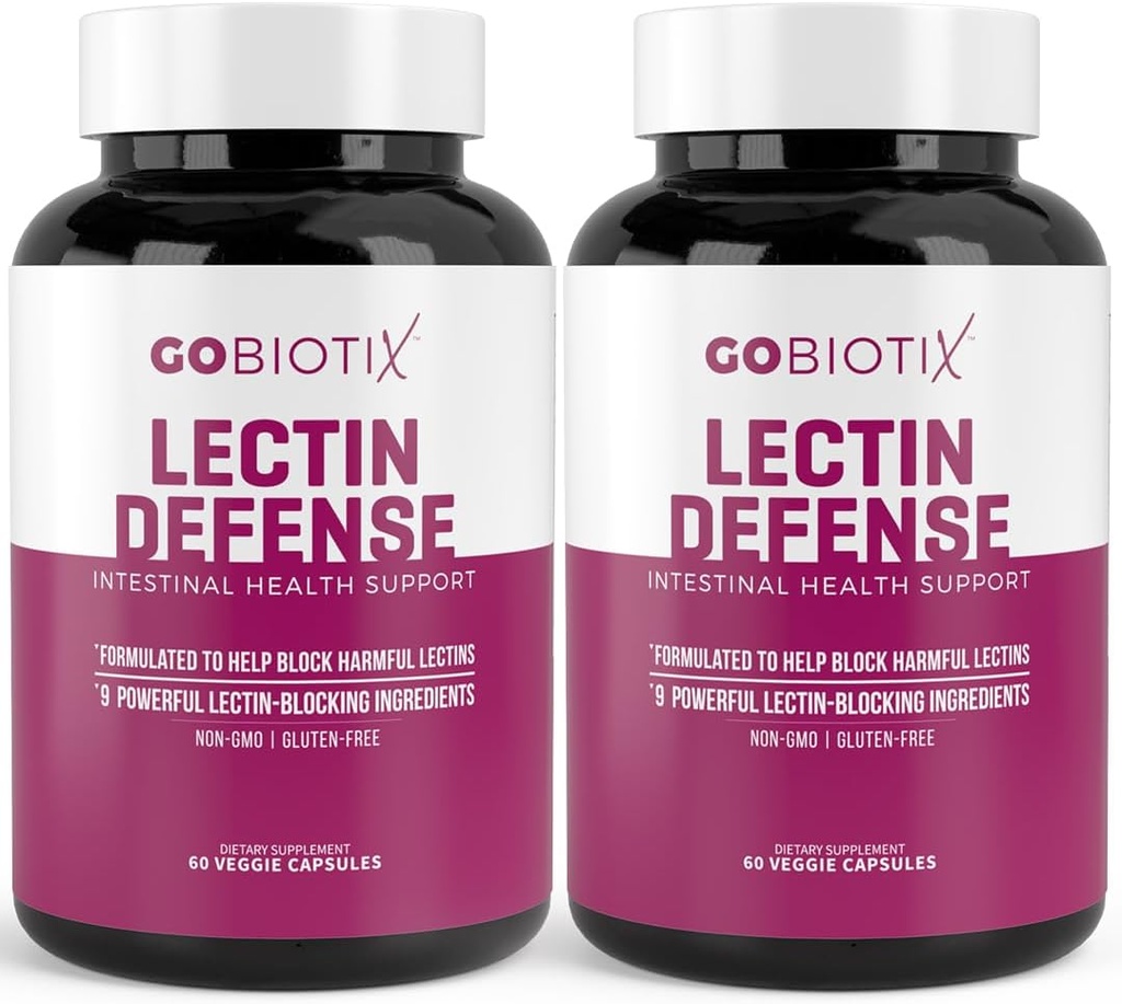 GOBIOTIX Lectin Defense - Lectin Blocker Supplement for Leaky Gut with MSM and Digestive Enzymes - Aids in Intestinal Health for Women and Men - Non-GMO + Gluten Free - 60 Capsules (2)