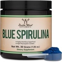 Blue Spirulina Powder - Maximum 35% Phycocyanin Content, Superfood Powder from Blue-Green Algae, Mixes into Smoothies and Protein Drinks, Plant Food Coloring (One Month Supply) by Double Wood