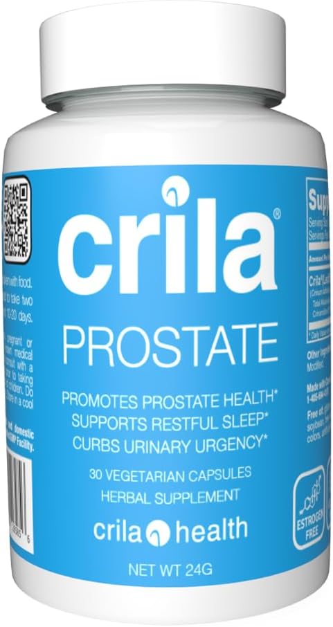 CRILA 30ct Trial Size Prostate Supplements for Men I Natural Prostate Formula for Fewer Bathroom Trips* & Improved Sleep*, Patented Prostate Support, NO Saw Palmetto Extract (30ct Trial Size)