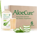 AloeCure USDA Organic Aloe Vera Juice Made Within 12 Hrs of Harvest - Pure Aloe Juice Natural Digestive Supplement to Support Digestion, Immune System and Balanced Stomach Acidity, 6 x 500ml Bottles