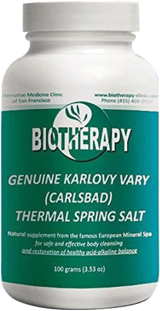 Biotherapy Genuine Karlovy Vary Healing Mineral Water Thermal Spring Salt - Natural Mineral Supplement Body Cleanser - Support Immune System & Restore Acid-Alkaline Balance - 100 Gram (3.53oz)