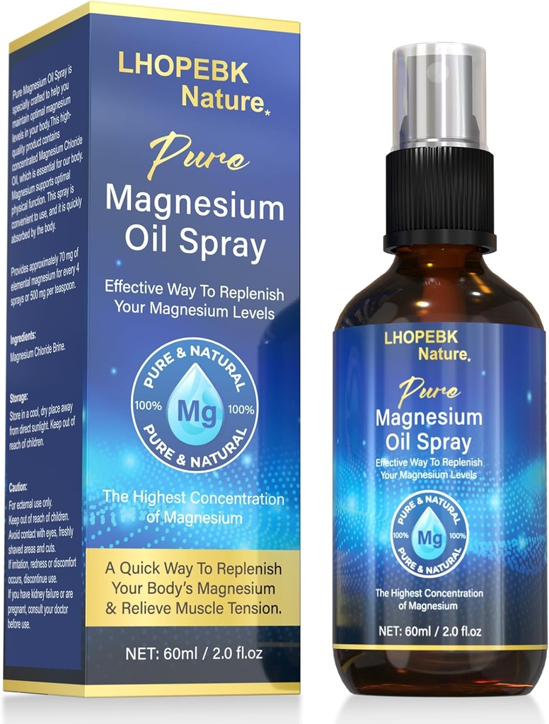 Magnesium Oil Spray: 2 Fl Oz Pure Magnesium Oil Spray for Feet Replenish Magnesium Easy to Absorb Suitable for All Skin Types